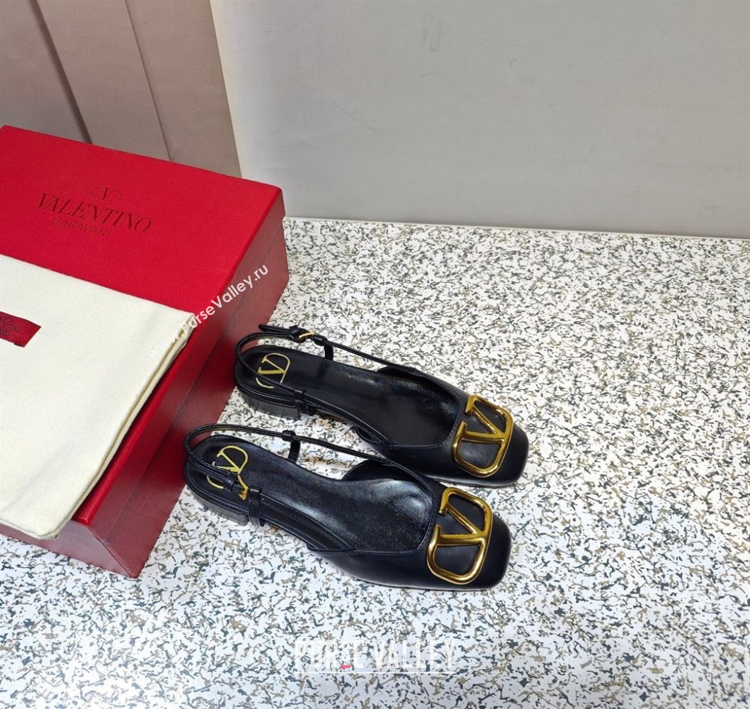 Valentino VLogo Signature Slingback ballerina Flats in leather Black (hongyang-23101214)
