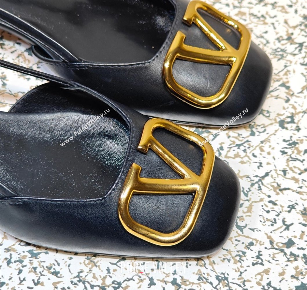 Valentino VLogo Signature Slingback ballerina Flats in leather Black (hongyang-23101214)