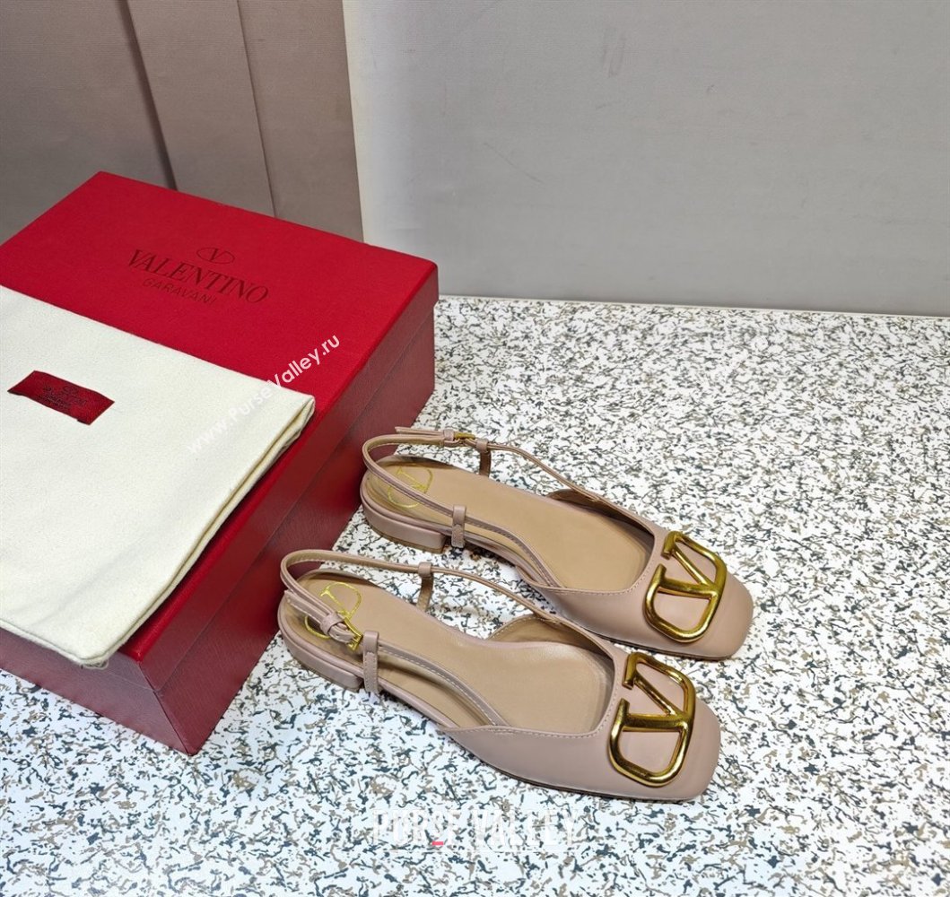 Valentino VLogo Signature Slingback ballerina Flats in leather Nude (hongyang-23101227)