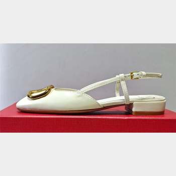 Valentino VLogo Signature Slingback ballerina Flats in leather White (hongyang-23101225)