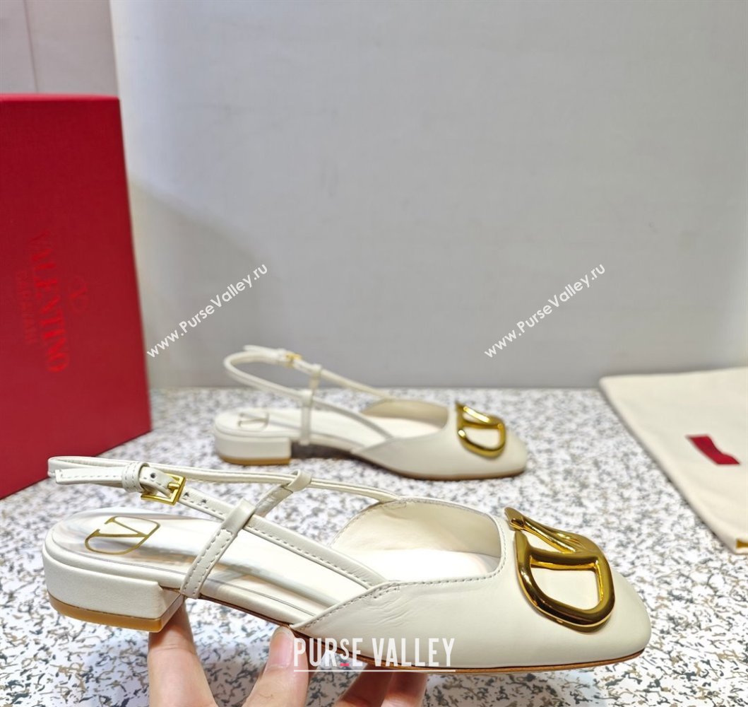Valentino VLogo Signature Slingback ballerina Flats in leather White (hongyang-23101225)