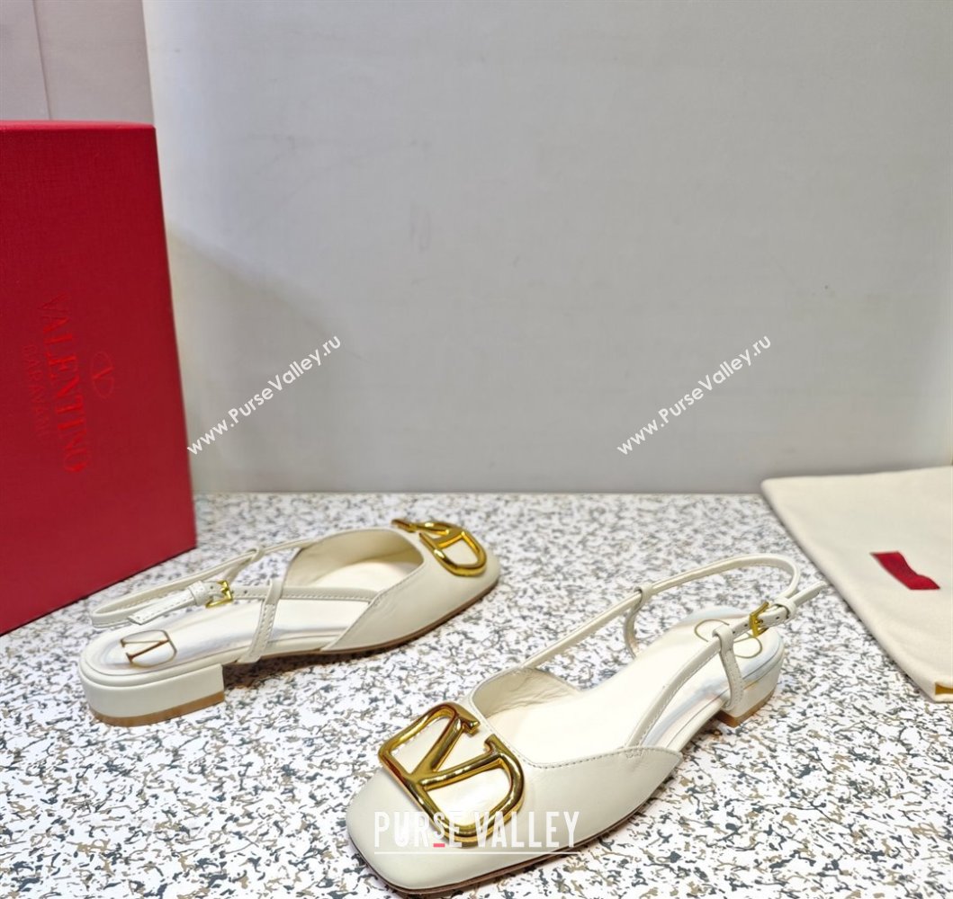 Valentino VLogo Signature Slingback ballerina Flats in leather White (hongyang-23101225)