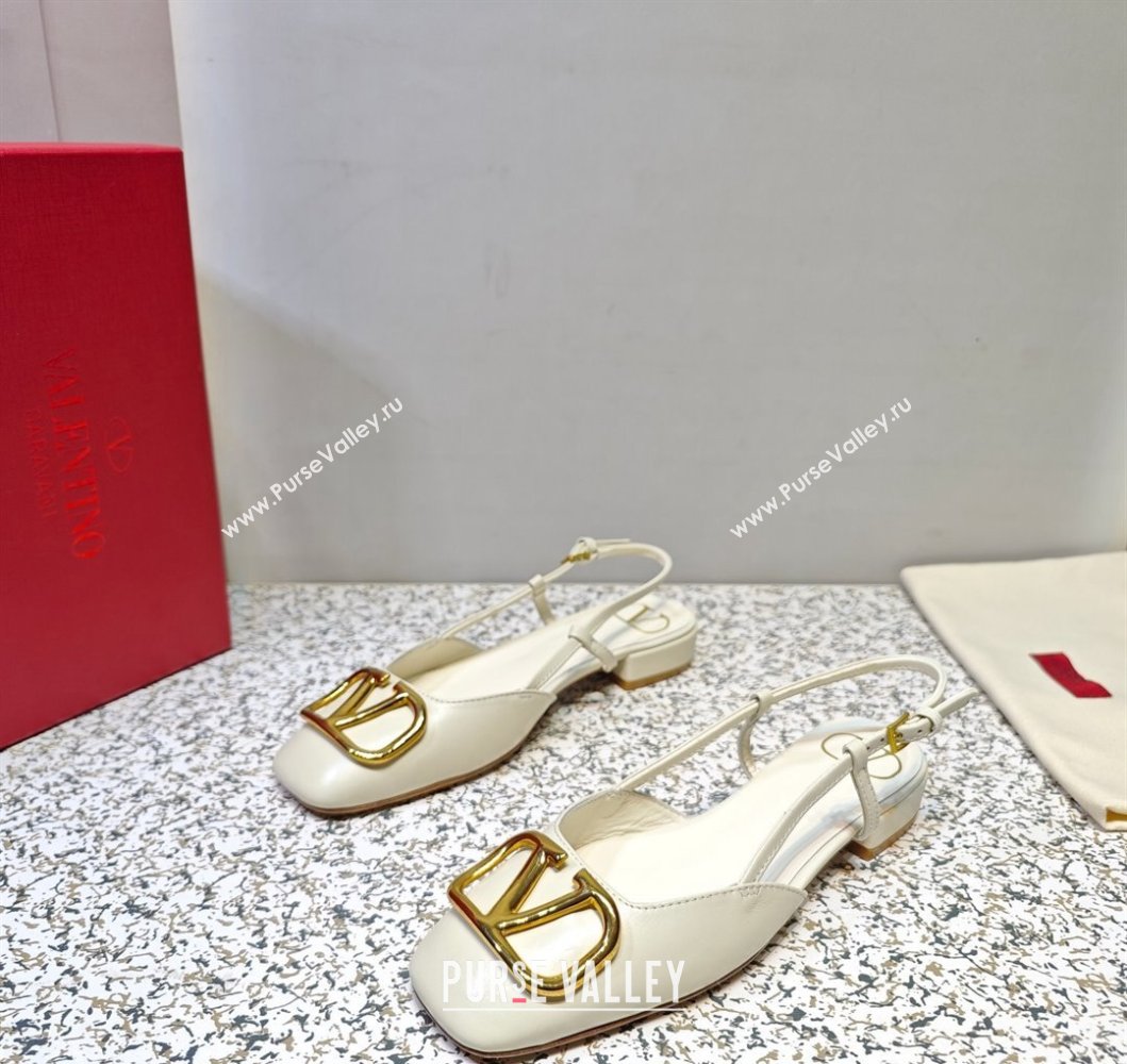 Valentino VLogo Signature Slingback ballerina Flats in leather White (hongyang-23101225)