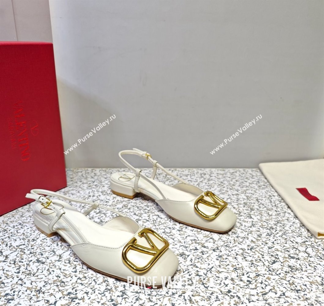 Valentino VLogo Signature Slingback ballerina Flats in leather White (hongyang-23101225)