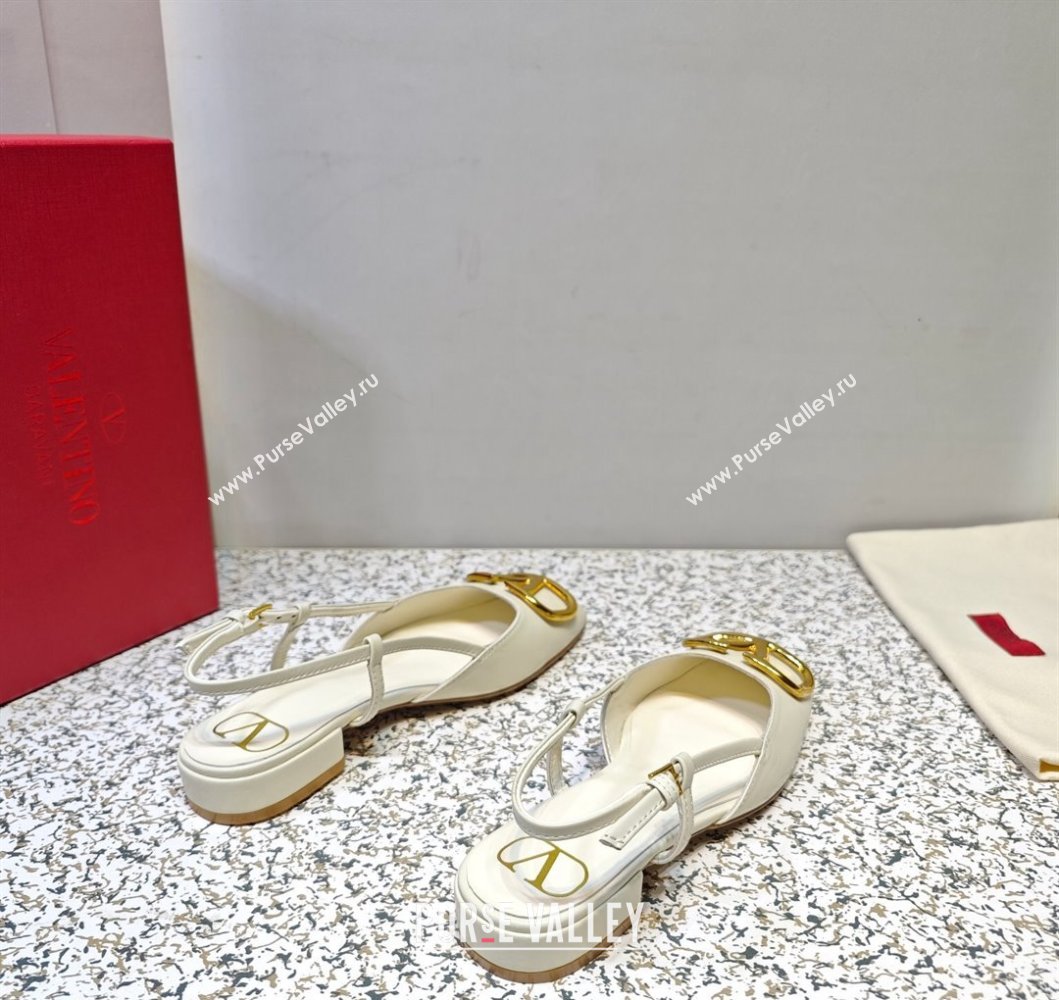 Valentino VLogo Signature Slingback ballerina Flats in leather White (hongyang-23101225)
