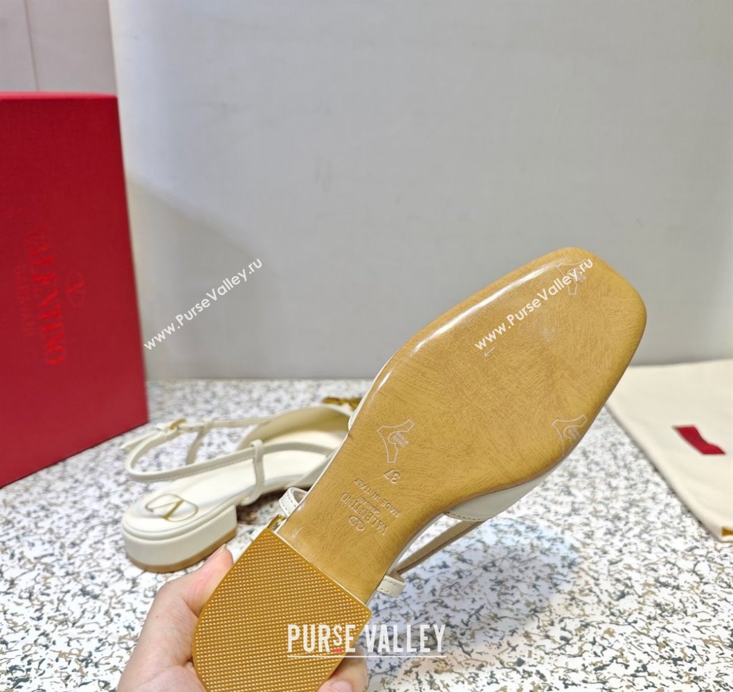 Valentino VLogo Signature Slingback ballerina Flats in leather White (hongyang-23101225)