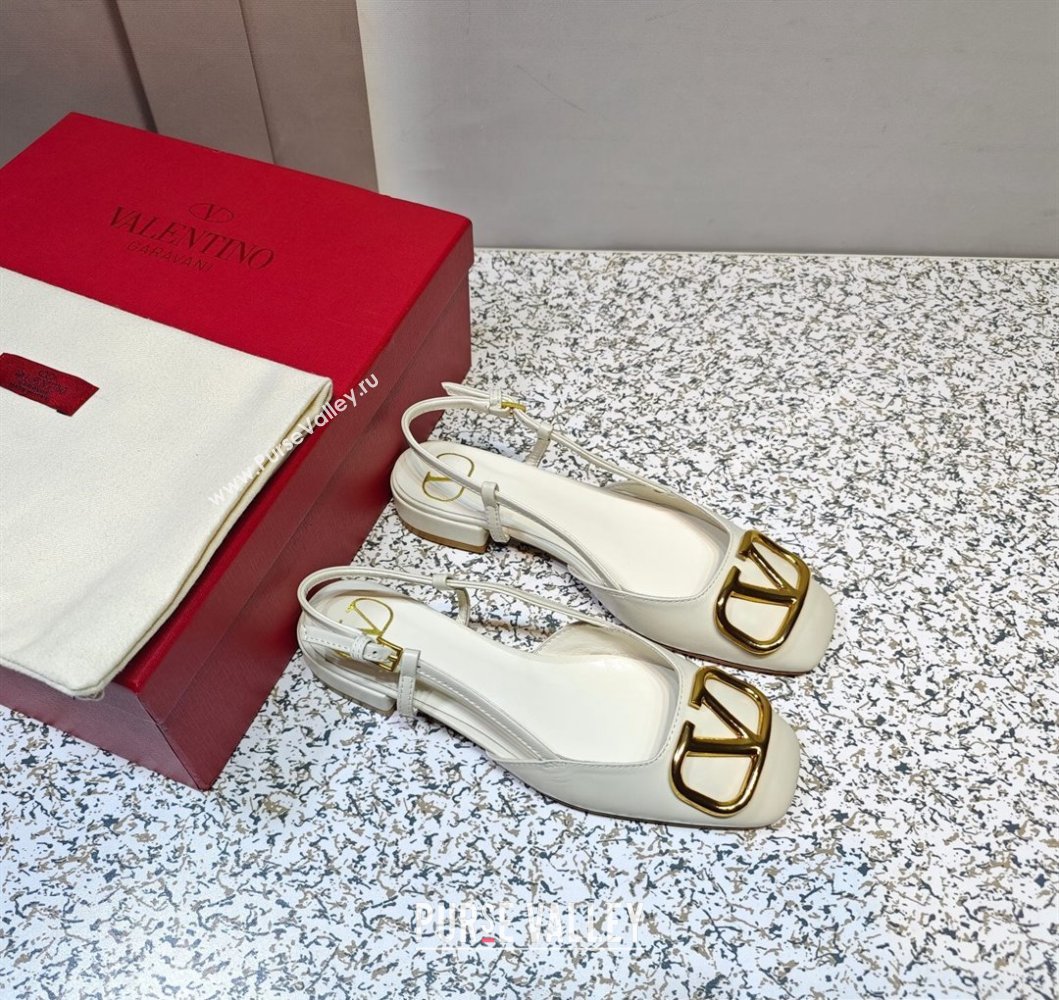 Valentino VLogo Signature Slingback ballerina Flats in leather White (hongyang-23101225)