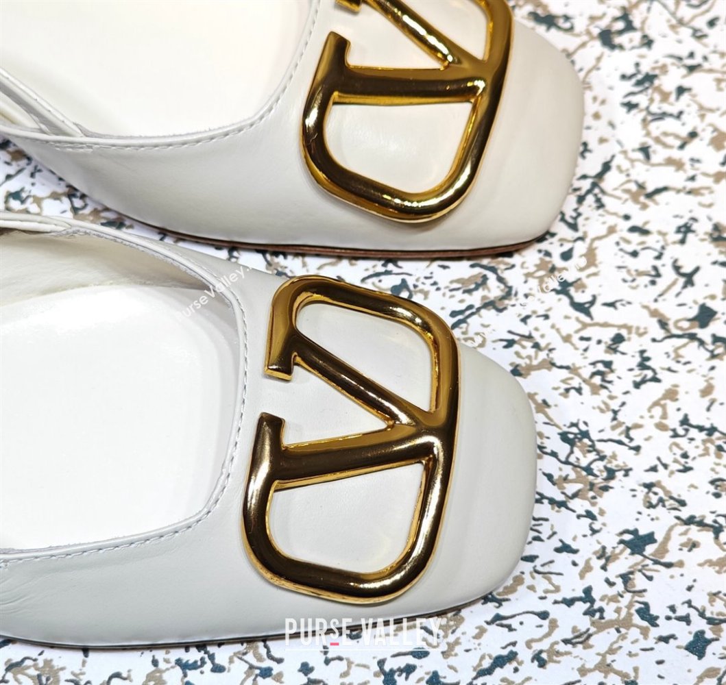 Valentino VLogo Signature Slingback ballerina Flats in leather White (hongyang-23101225)