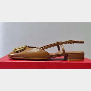 Valentino VLogo Signature Slingback ballerina Flats in leather Brown (hongyang-23101228)