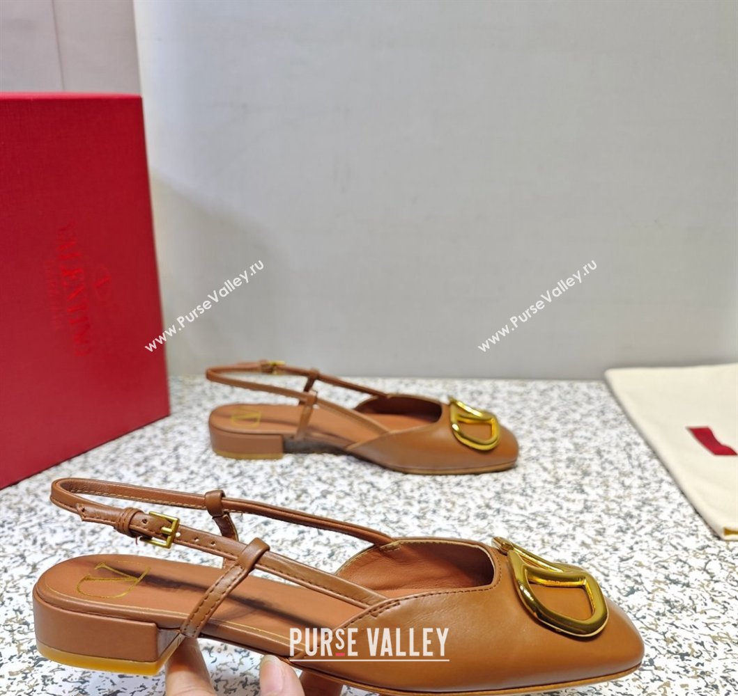 Valentino VLogo Signature Slingback ballerina Flats in leather Brown (hongyang-23101228)