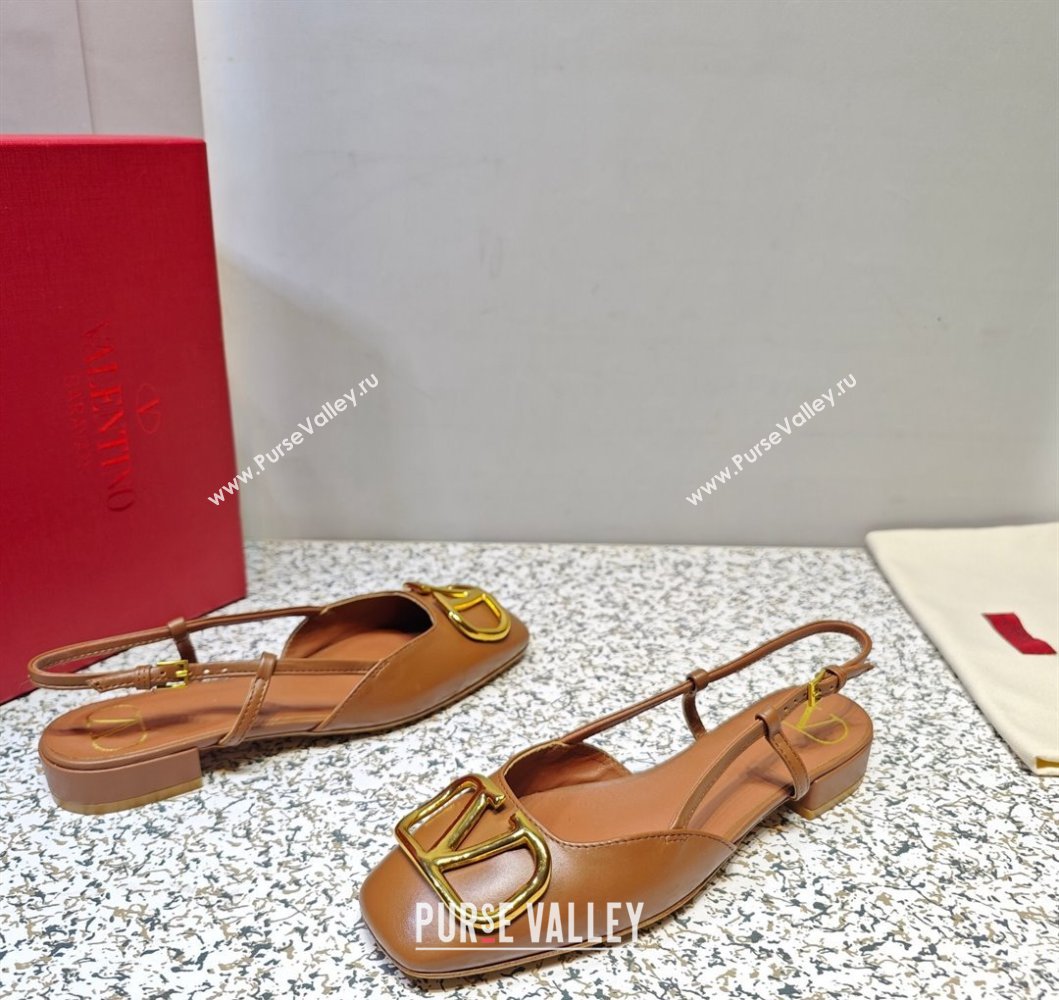 Valentino VLogo Signature Slingback ballerina Flats in leather Brown (hongyang-23101228)