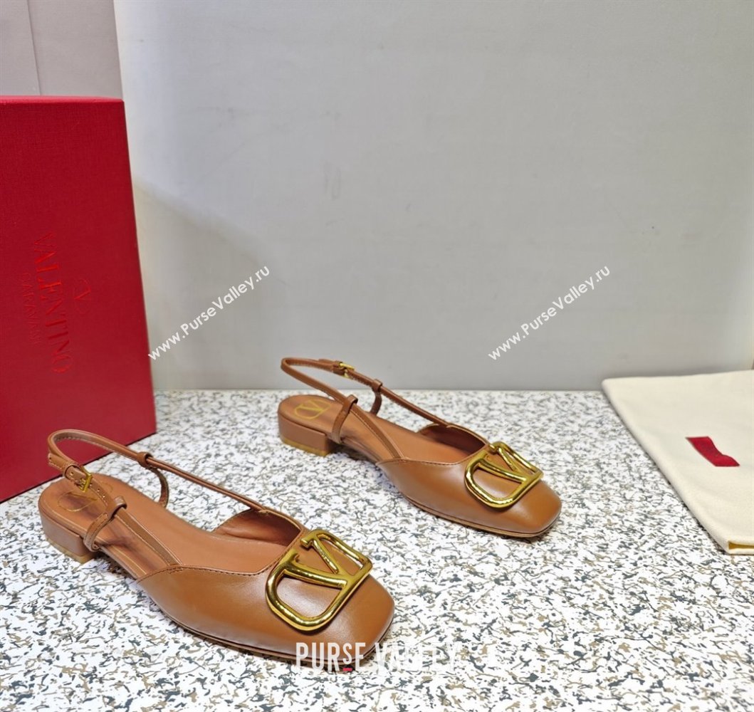 Valentino VLogo Signature Slingback ballerina Flats in leather Brown (hongyang-23101228)