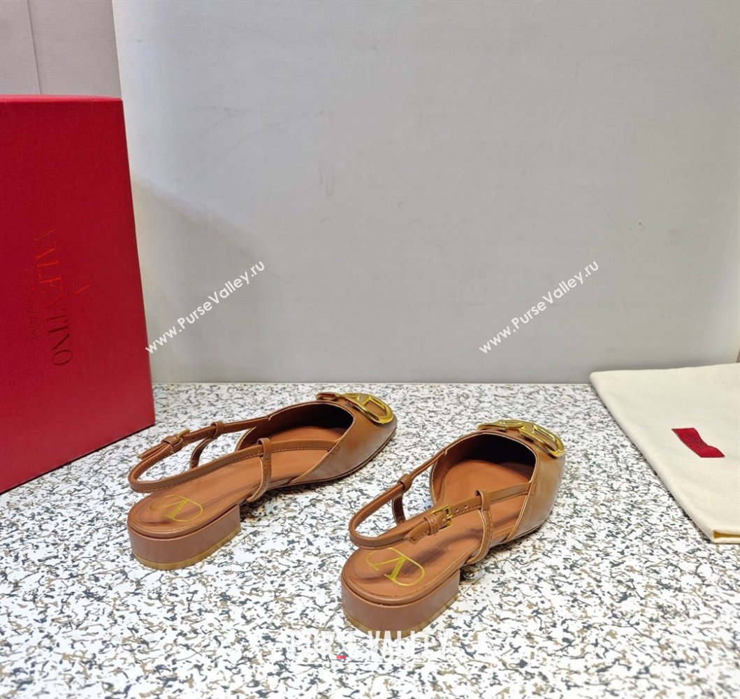 Valentino VLogo Signature Slingback ballerina Flats in leather Brown (hongyang-23101228)