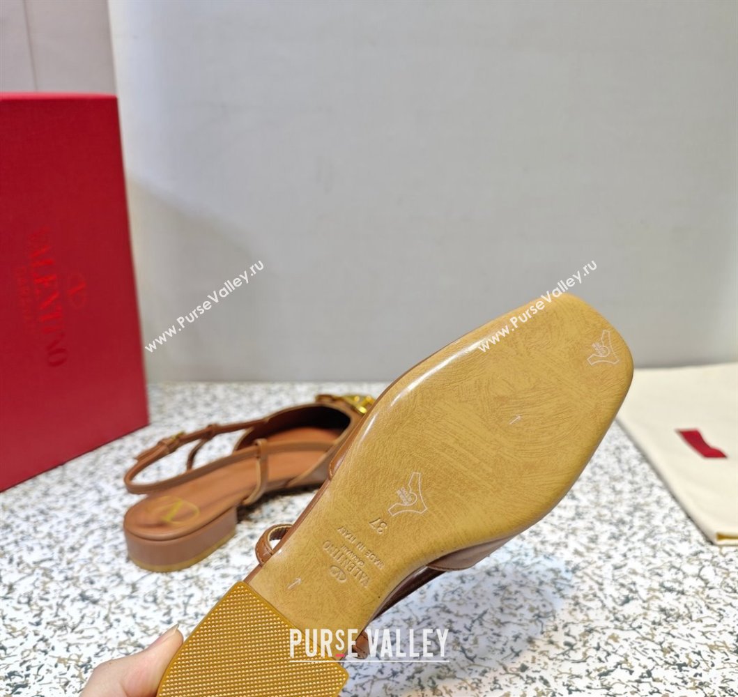 Valentino VLogo Signature Slingback ballerina Flats in leather Brown (hongyang-23101228)