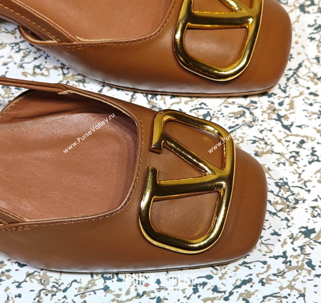 Valentino VLogo Signature Slingback ballerina Flats in leather Brown (hongyang-23101228)