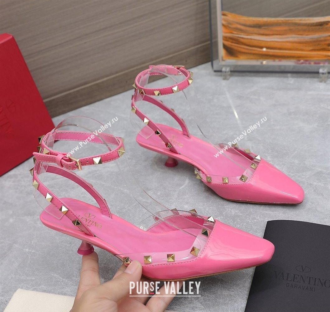 Valentino Heel 5cm Rockstud Couture Pumps in patent leather Pink (hongyang-23101238)