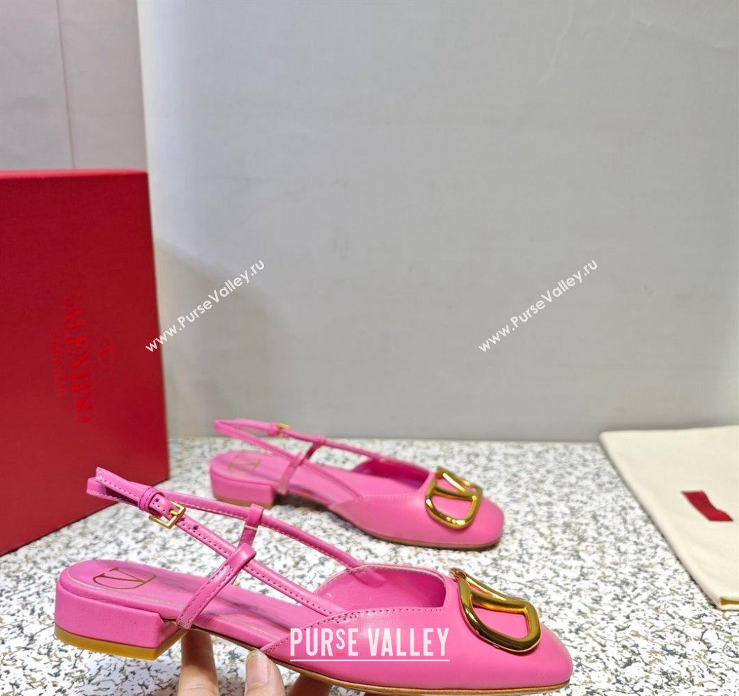 Valentino VLogo Signature Slingback ballerina Flats in leather Pink (hongyang-23101226)