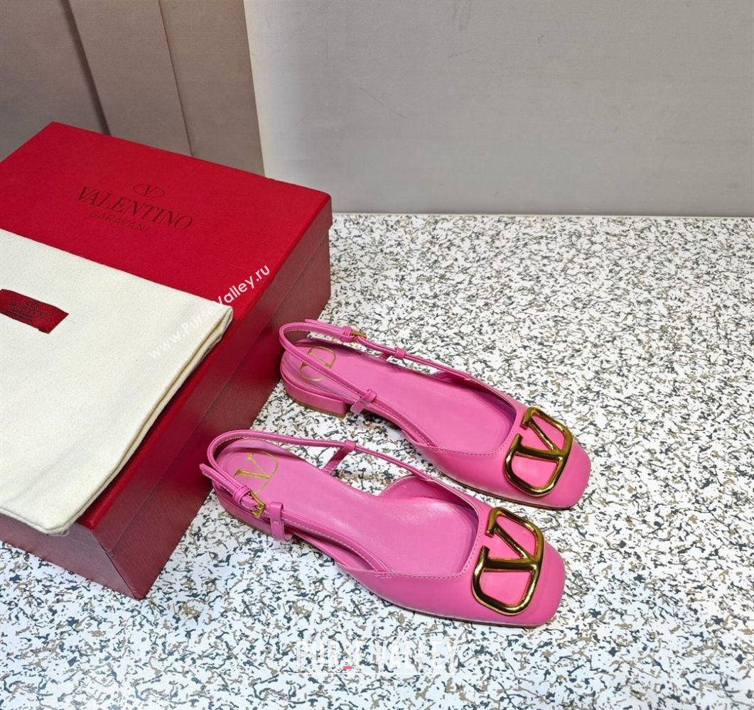 Valentino VLogo Signature Slingback ballerina Flats in leather Pink (hongyang-23101226)