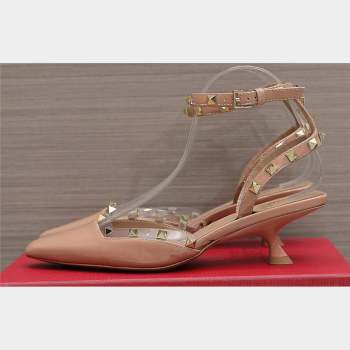 Valentino Heel 5cm Rockstud Couture Pumps in patent leather Nude (hongyang-23101239)