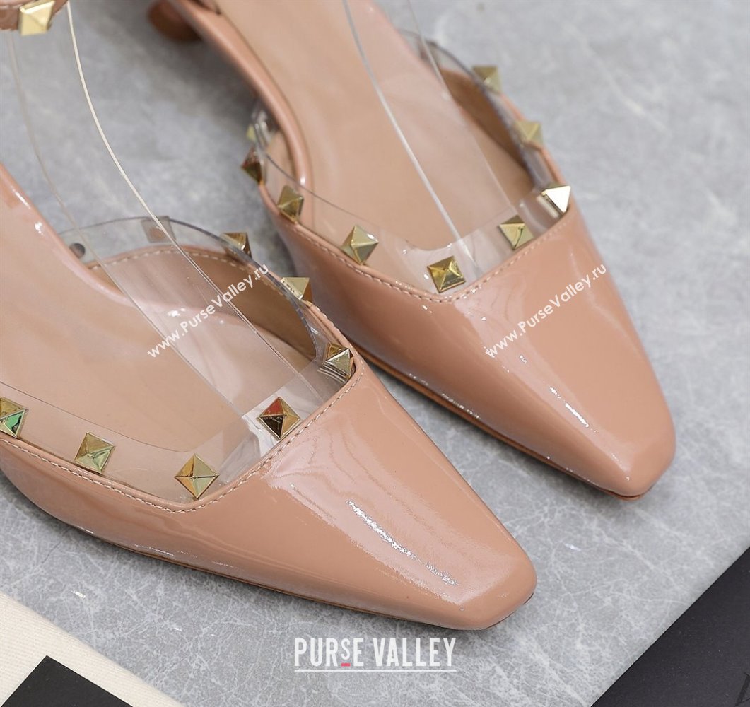 Valentino Heel 5cm Rockstud Couture Pumps in patent leather Nude (hongyang-23101239)