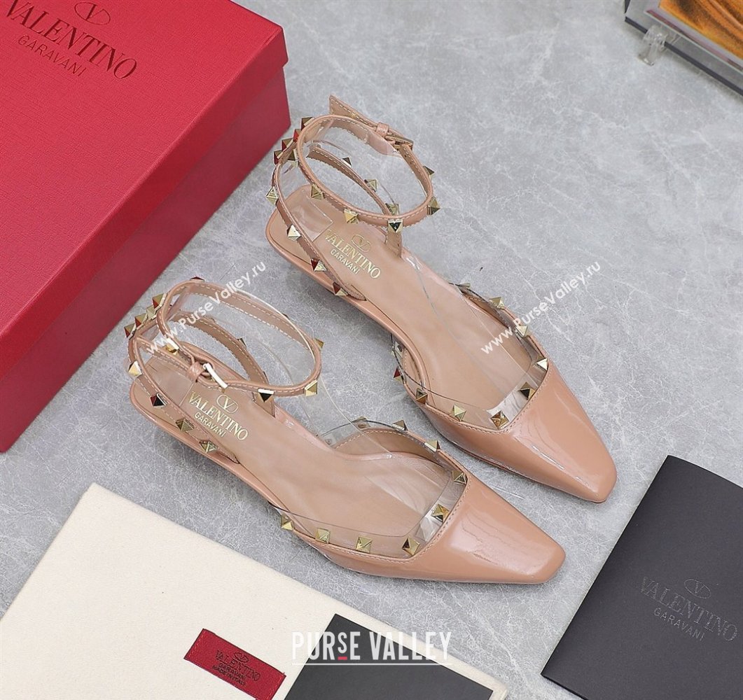 Valentino Heel 5cm Rockstud Couture Pumps in patent leather Nude (hongyang-23101239)