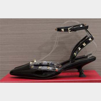 Valentino Heel 5cm Rockstud Couture Pumps in patent leather Black (hongyang-23101236)