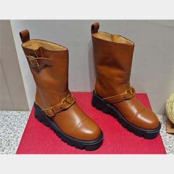 Valentino Heel 5cm VLGO Signature Ankle Boots In Calfskin Brown 2023 (hongyang-23092621)