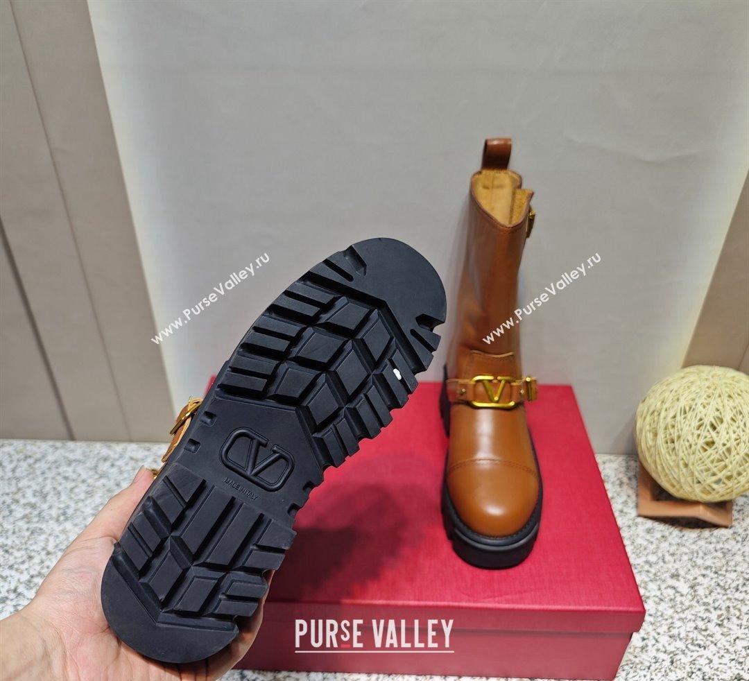 Valentino Heel 5cm VLGO Signature Ankle Boots In Calfskin Brown 2023 (hongyang-23092621)