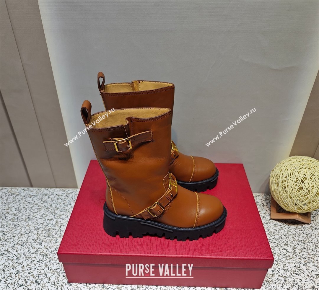 Valentino Heel 5cm VLGO Signature Ankle Boots In Calfskin Brown 2023 (hongyang-23092621)
