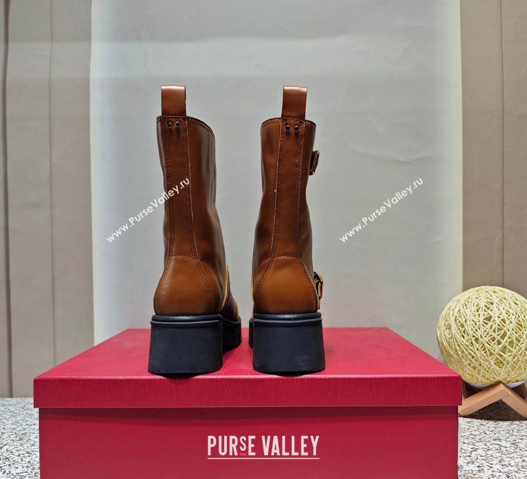 Valentino Heel 5cm VLGO Signature Ankle Boots In Calfskin Brown 2023 (hongyang-23092621)