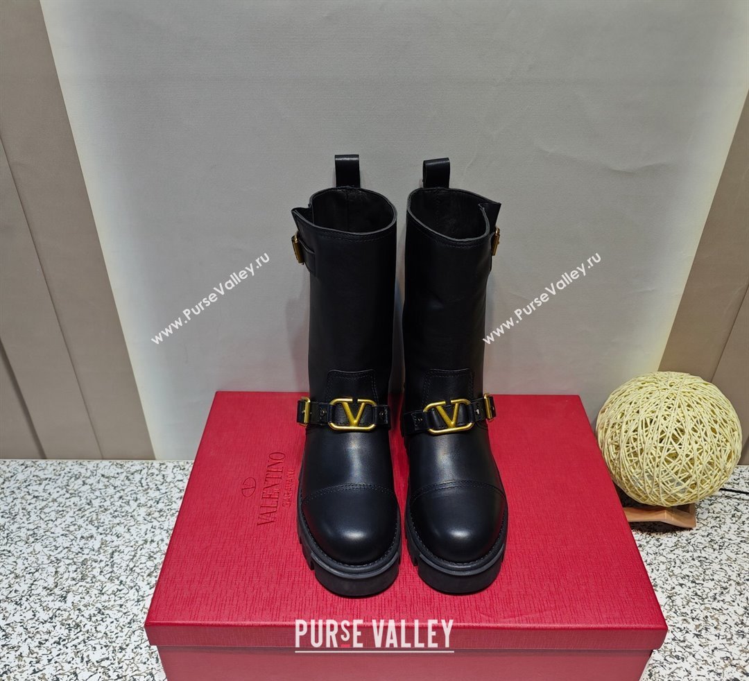 Valentino Heel 5cm VLGO Signature Ankle Boots In Calfskin Black 2023 (hongyang-23092620)