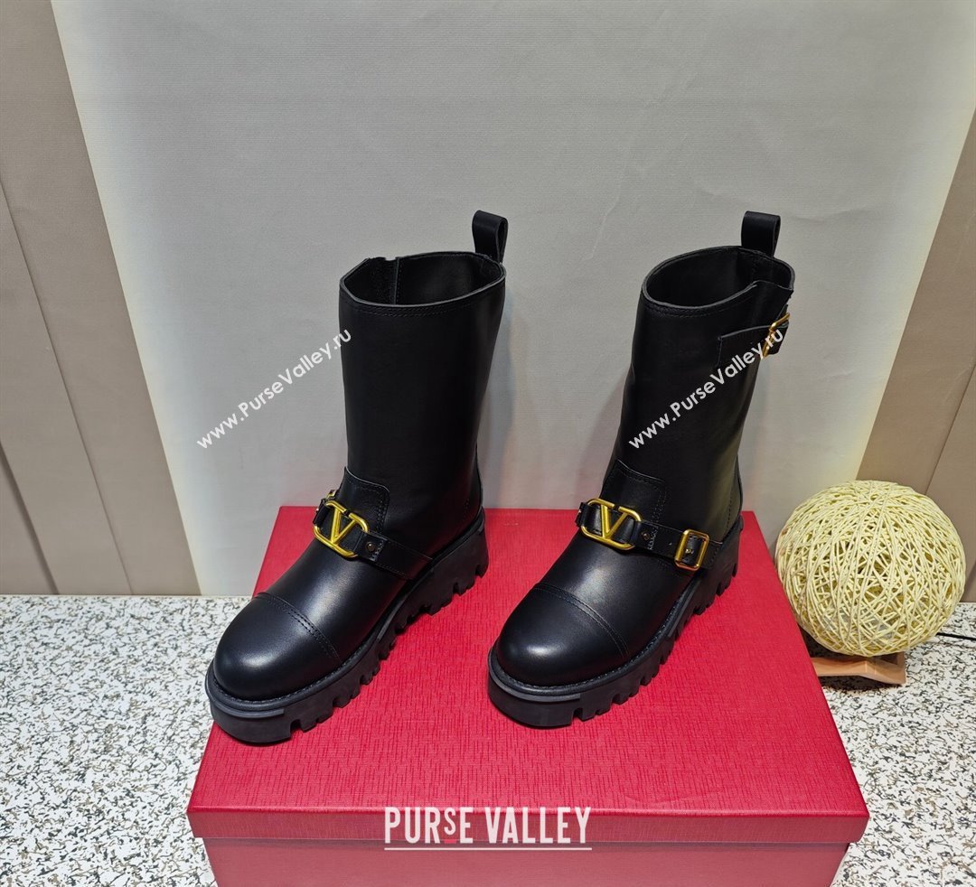 Valentino Heel 5cm VLGO Signature Ankle Boots In Calfskin Black 2023 (hongyang-23092620)
