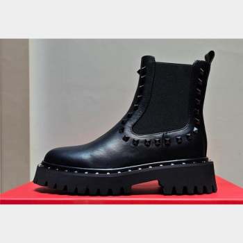 Valentino Rockstud Beatle boots with tone-on-tone studs in calfskin Black 2023 (hongyang-23092609)