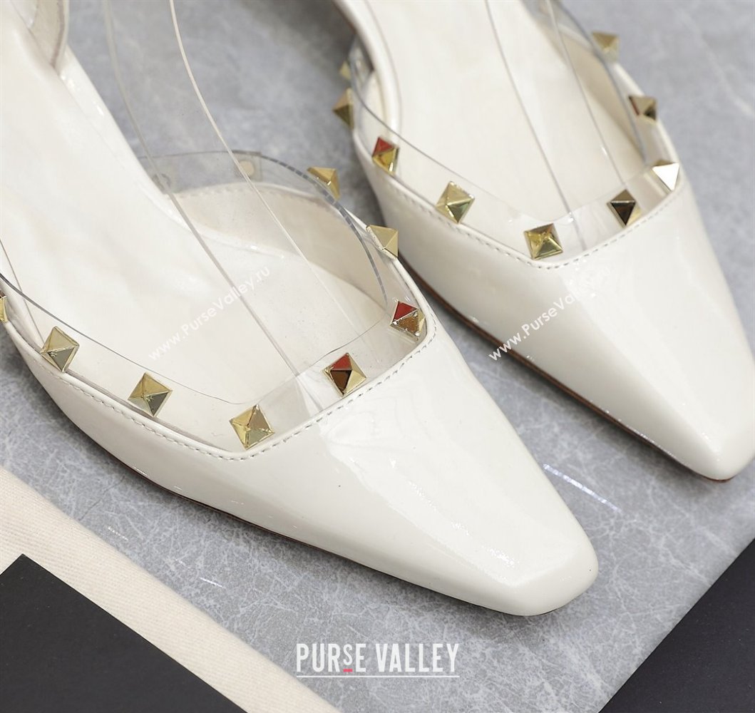 Valentino Heel 5cm Rockstud Couture Pumps in patent leather White (hongyang-23101237)