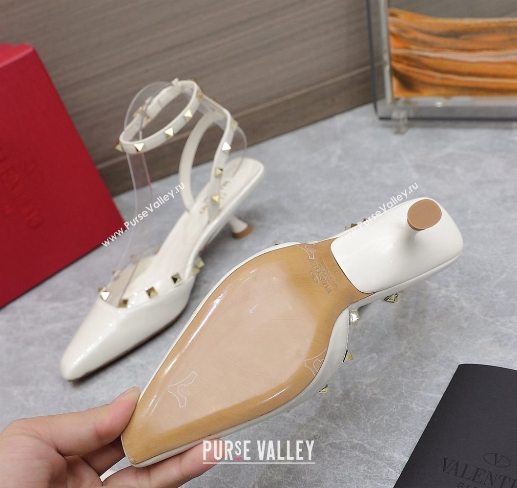 Valentino Heel 5cm Rockstud Couture Pumps in patent leather White (hongyang-23101237)