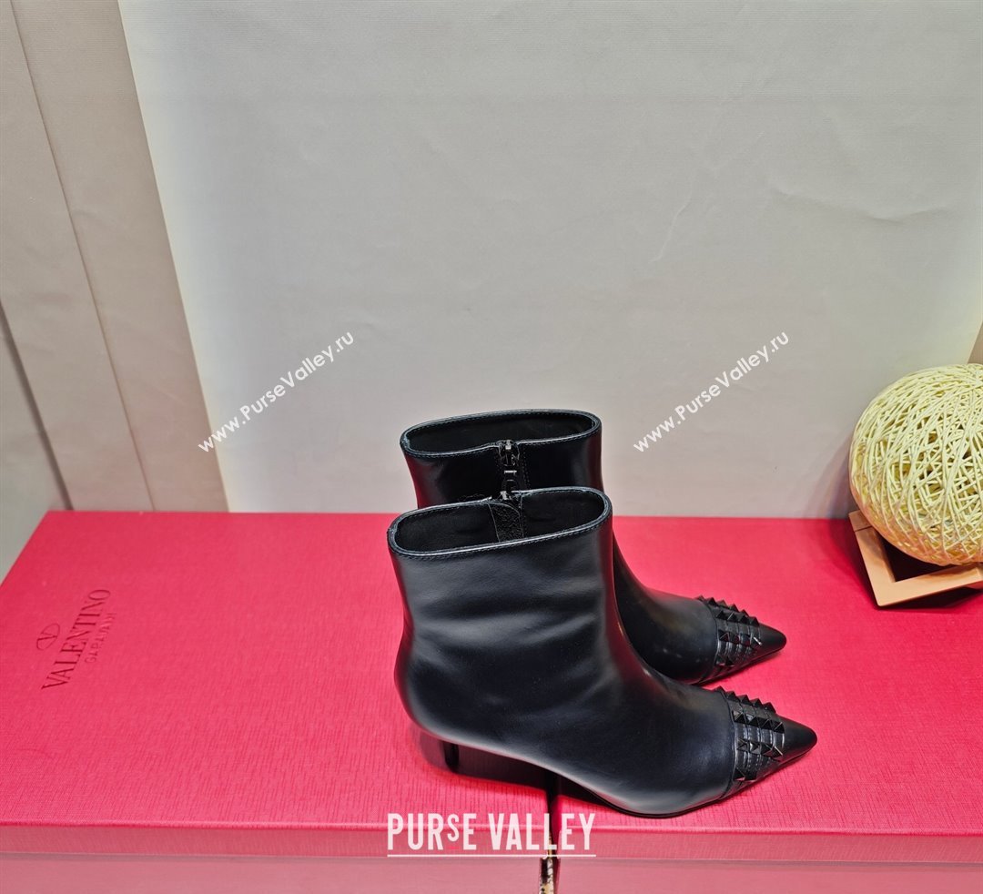 Valentino Heel 8cm Rockstud ankle boots in calfskin Black 2023 (hongyang-23092618)