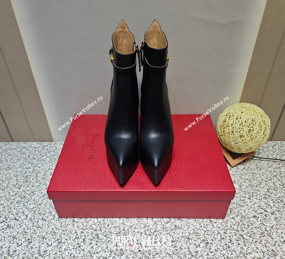 Valentino Heel 15.5cm Platform 4cm Tan-Go platform Pointy Toe ankle boots in calfskin Black 2023 (hongyang-23092614)