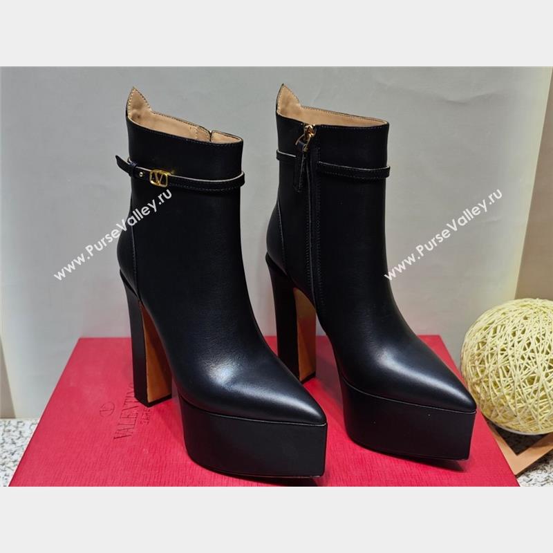 Valentino Heel 15.5cm Platform 4cm Tan-Go platform Pointy Toe ankle boots in calfskin Black 2023 (hongyang-23092614)