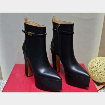 Valentino Heel 15.5cm Platform 4cm Tan-Go platform Pointy Toe ankle boots in calfskin Black 2023 (hongyang-23092614)