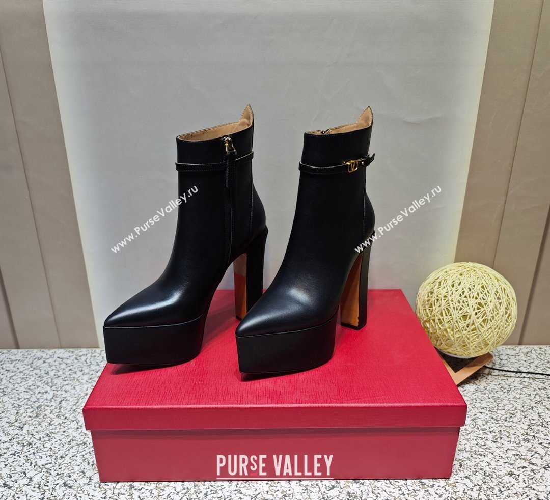 Valentino Heel 15.5cm Platform 4cm Tan-Go platform Pointy Toe ankle boots in calfskin Black 2023 (hongyang-23092614)