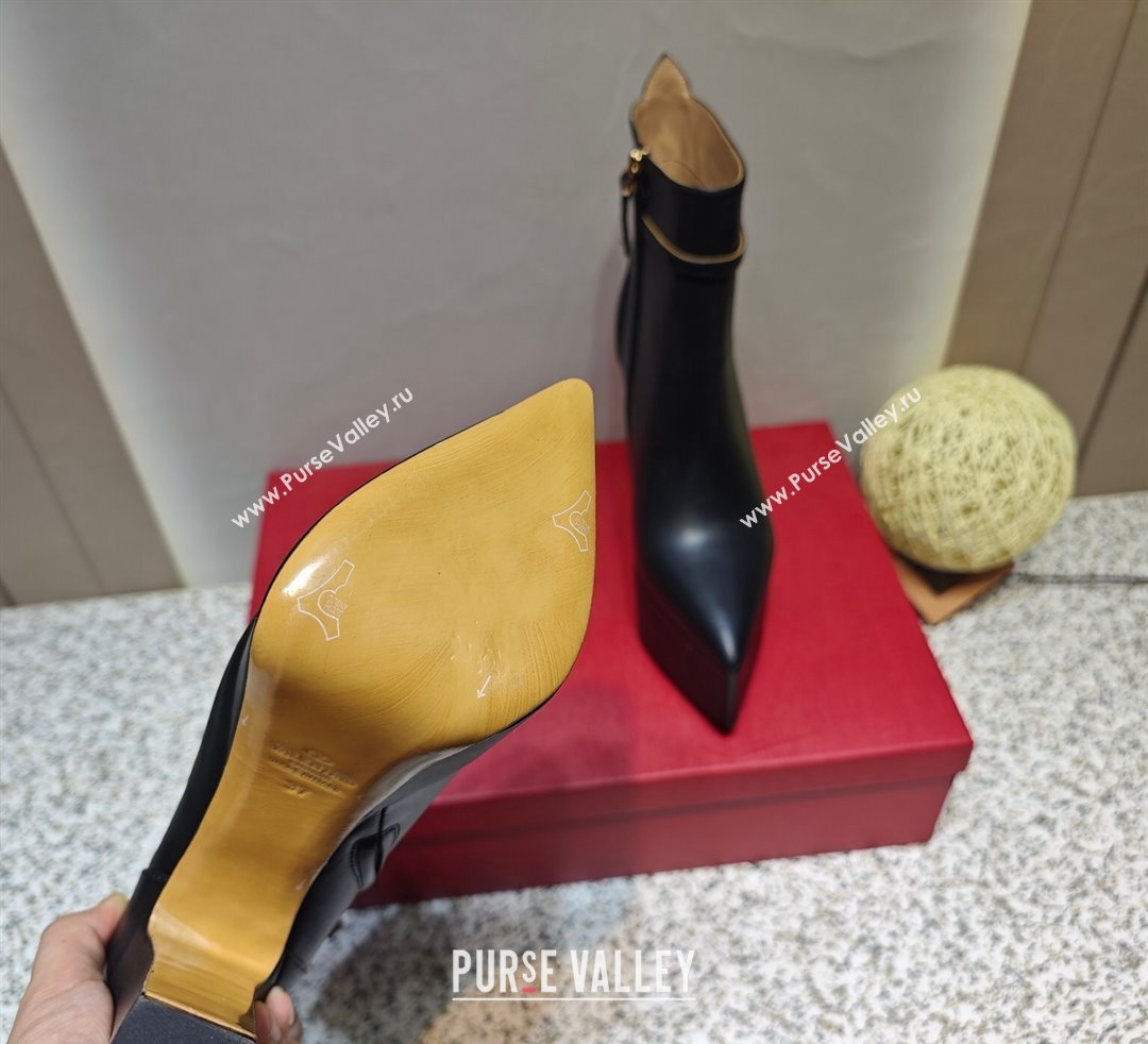 Valentino Heel 15.5cm Platform 4cm Tan-Go platform Pointy Toe ankle boots in calfskin Black 2023 (hongyang-23092614)