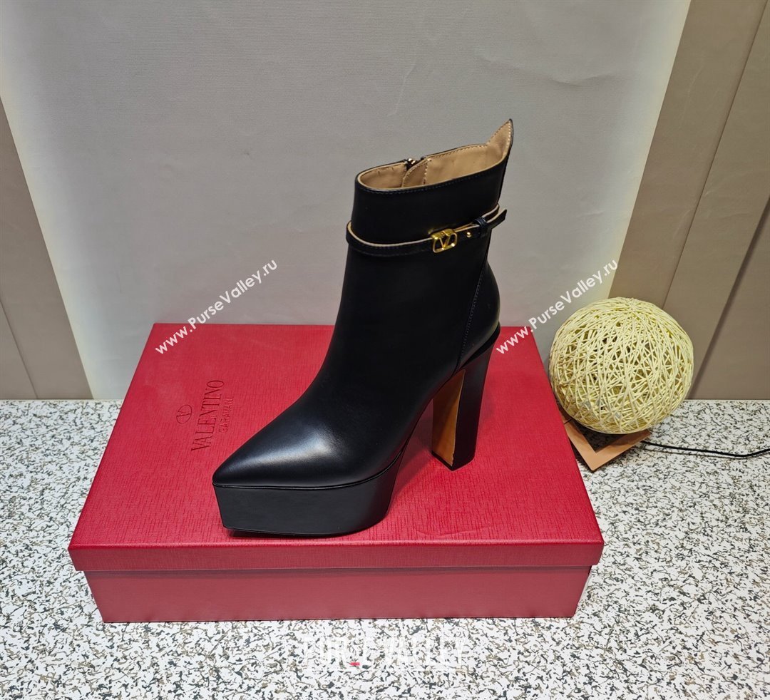 Valentino Heel 15.5cm Platform 4cm Tan-Go platform Pointy Toe ankle boots in calfskin Black 2023 (hongyang-23092614)