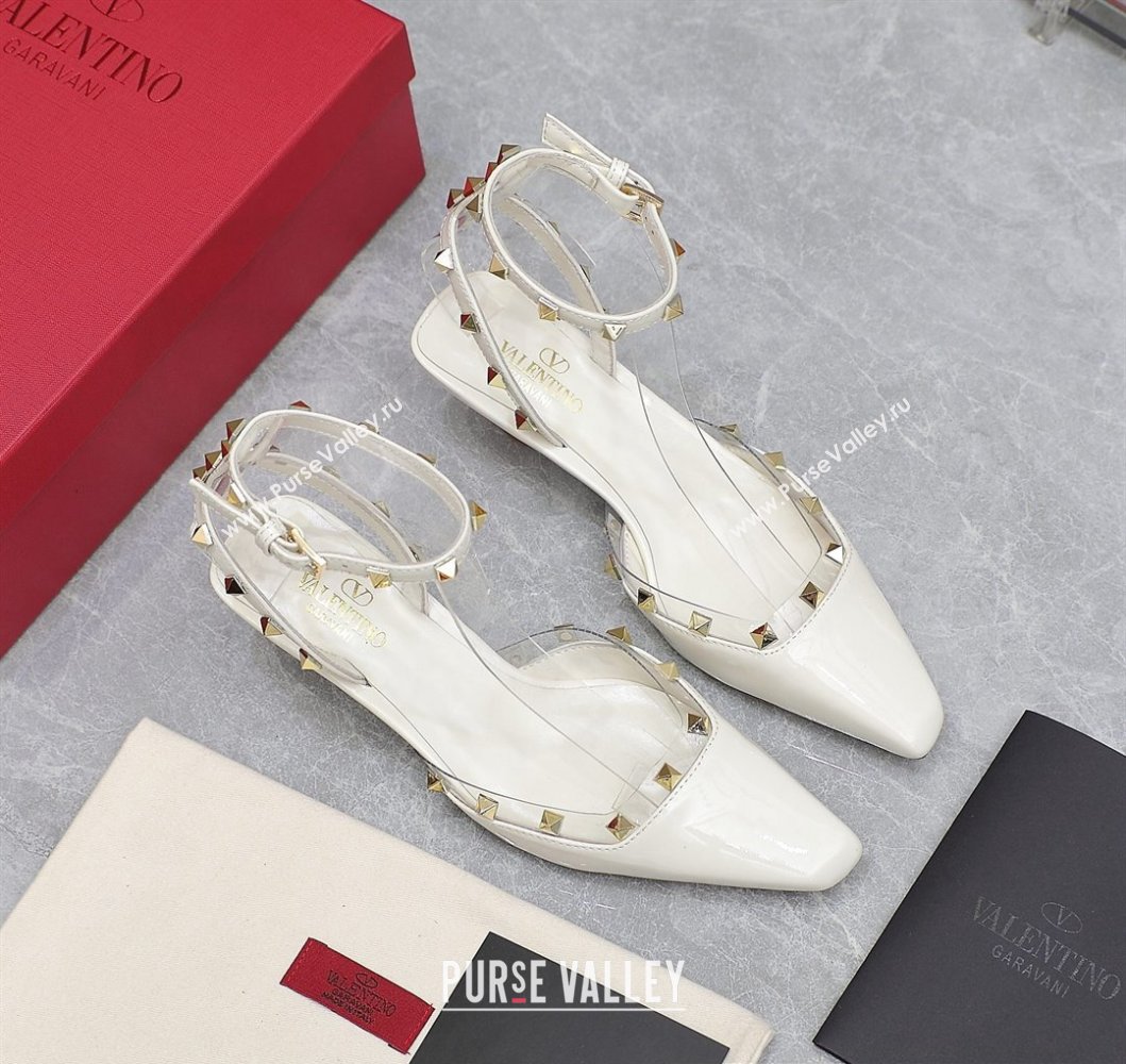 Valentino Heel 5cm Rockstud Couture Pumps in patent leather White (hongyang-23101237)