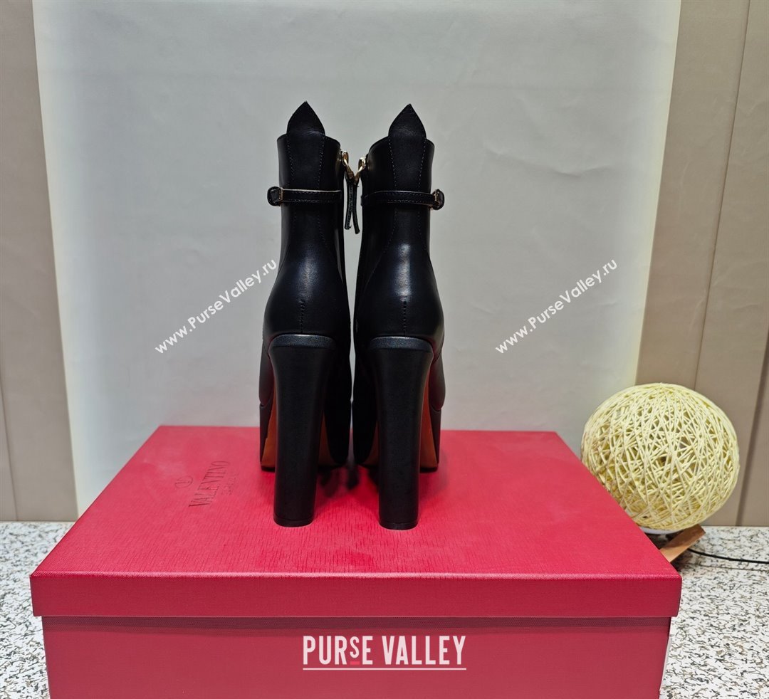 Valentino Heel 15.5cm Platform 4cm Tan-Go platform Pointy Toe ankle boots in calfskin Black 2023 (hongyang-23092614)