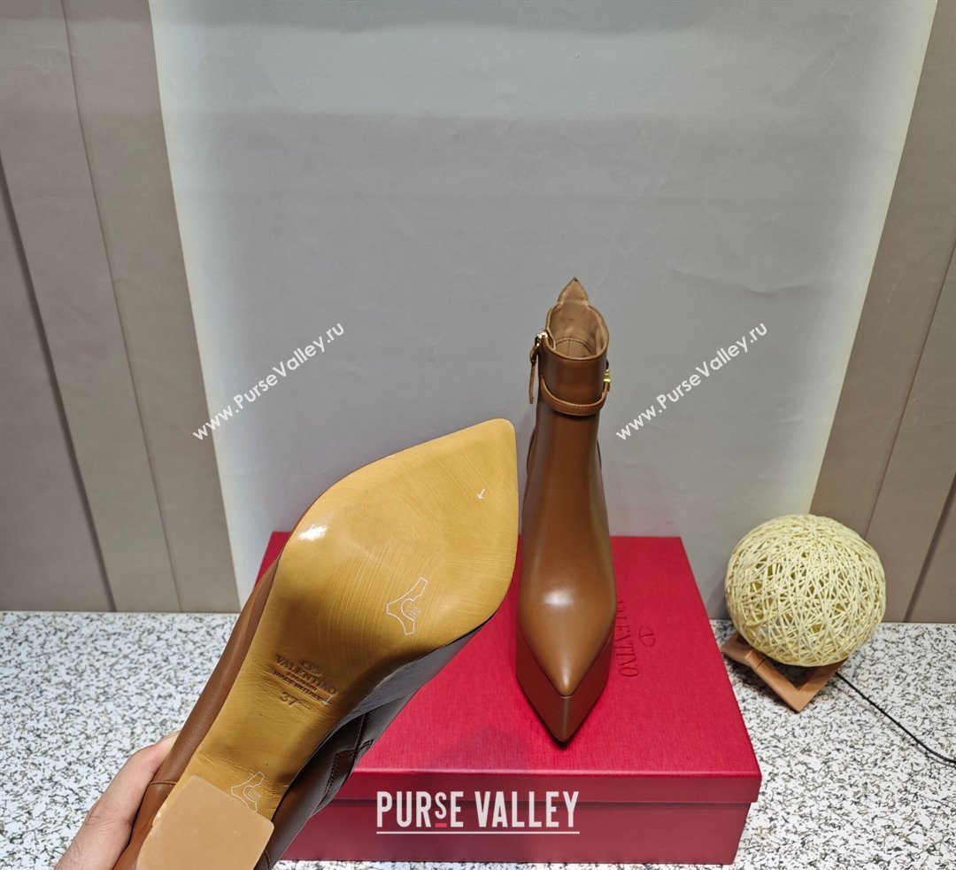 Valentino Heel 15.5cm Platform 4cm Tan-Go platform Pointy Toe ankle boots in calfskin Brown 2023 (hongyang-23092616)