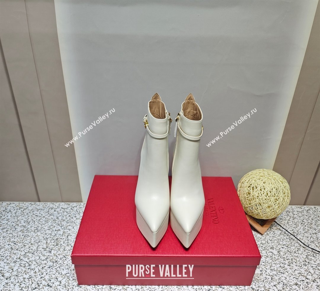 Valentino Heel 15.5cm Platform 4cm Tan-Go platform Pointy Toe ankle boots in calfskin White 2023 (hongyang-23092615)
