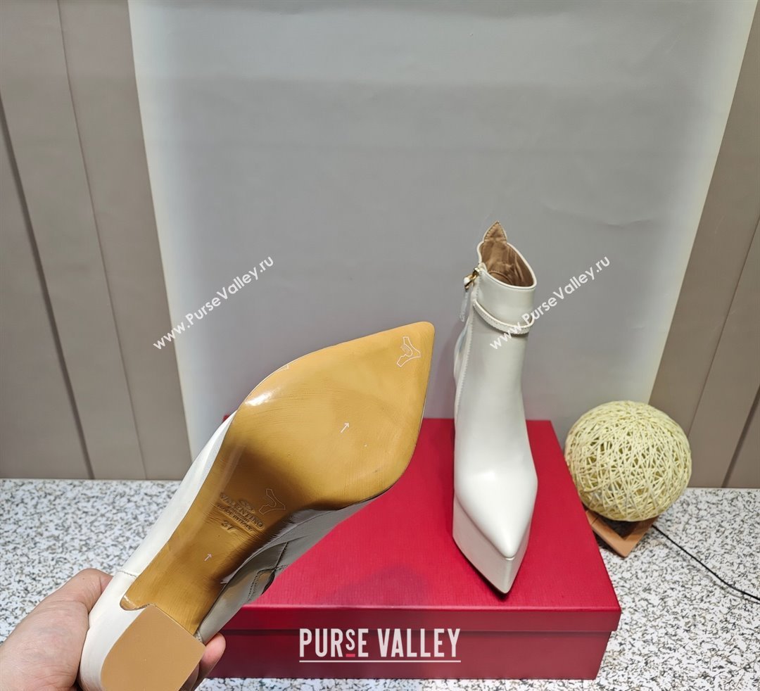 Valentino Heel 15.5cm Platform 4cm Tan-Go platform Pointy Toe ankle boots in calfskin White 2023 (hongyang-23092615)