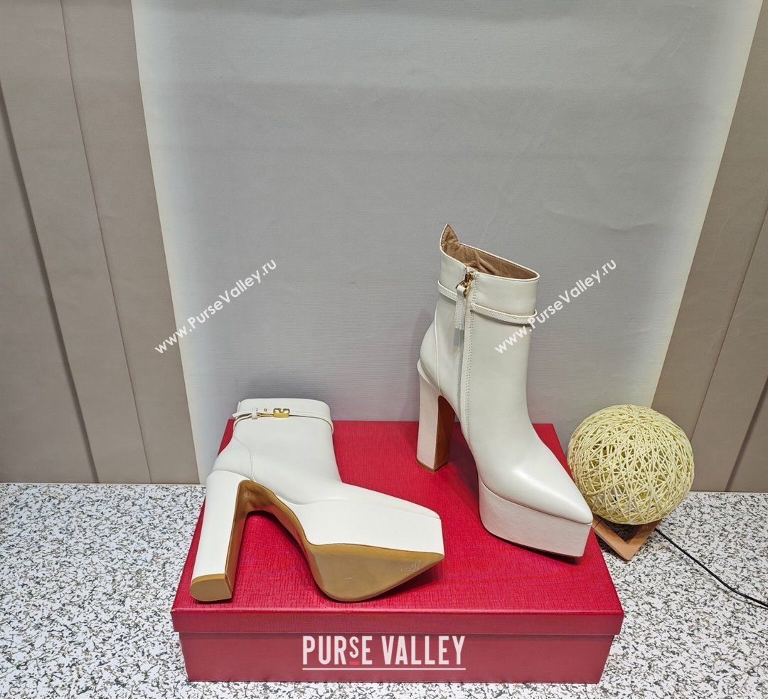 Valentino Heel 15.5cm Platform 4cm Tan-Go platform Pointy Toe ankle boots in calfskin White 2023 (hongyang-23092615)