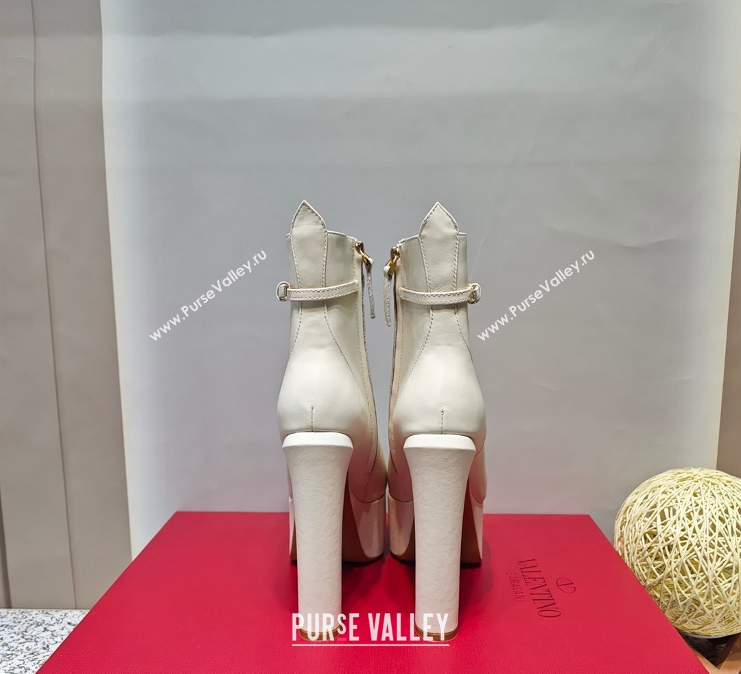 Valentino Heel 15.5cm Platform 4cm Tan-Go platform Pointy Toe ankle boots in calfskin White 2023 (hongyang-23092615)