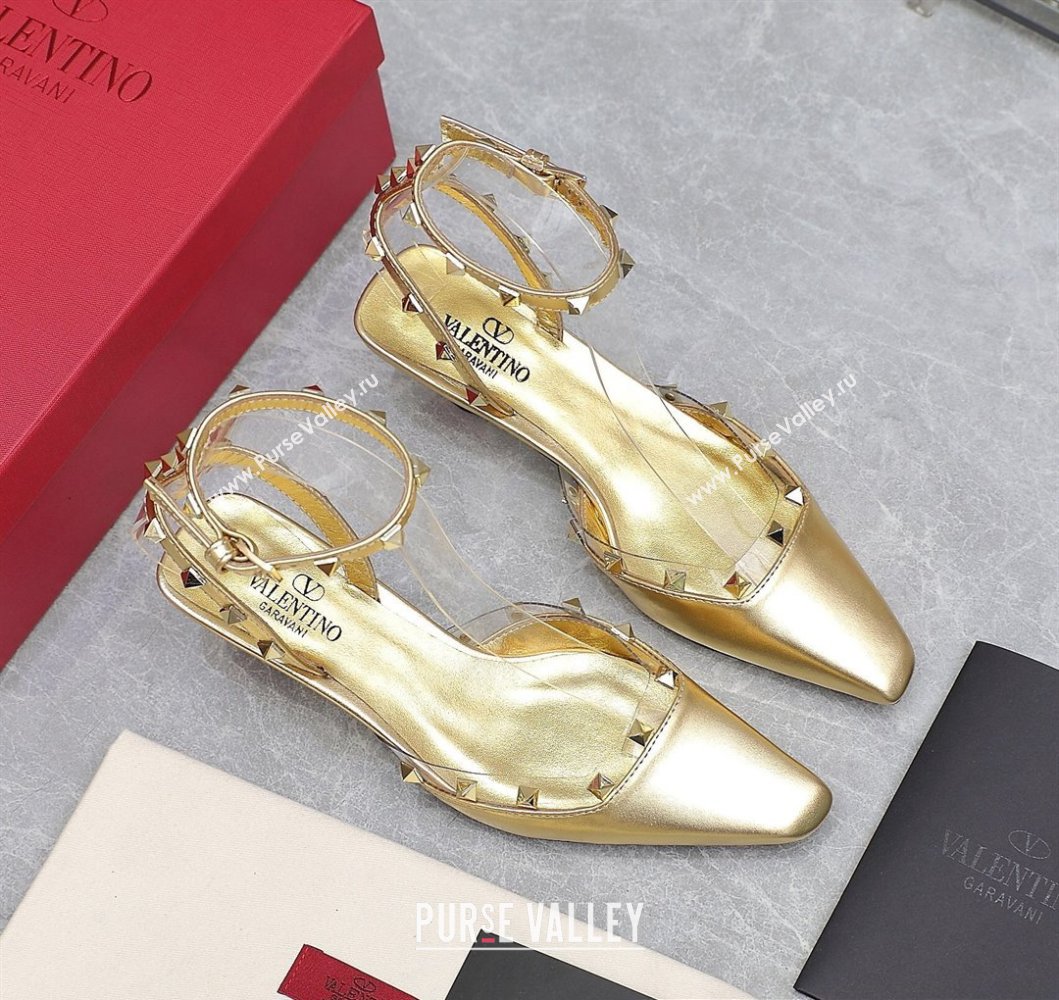 Valentino Heel 5cm Rockstud Couture Pumps in Mirror Gold (hongyang-23101240)